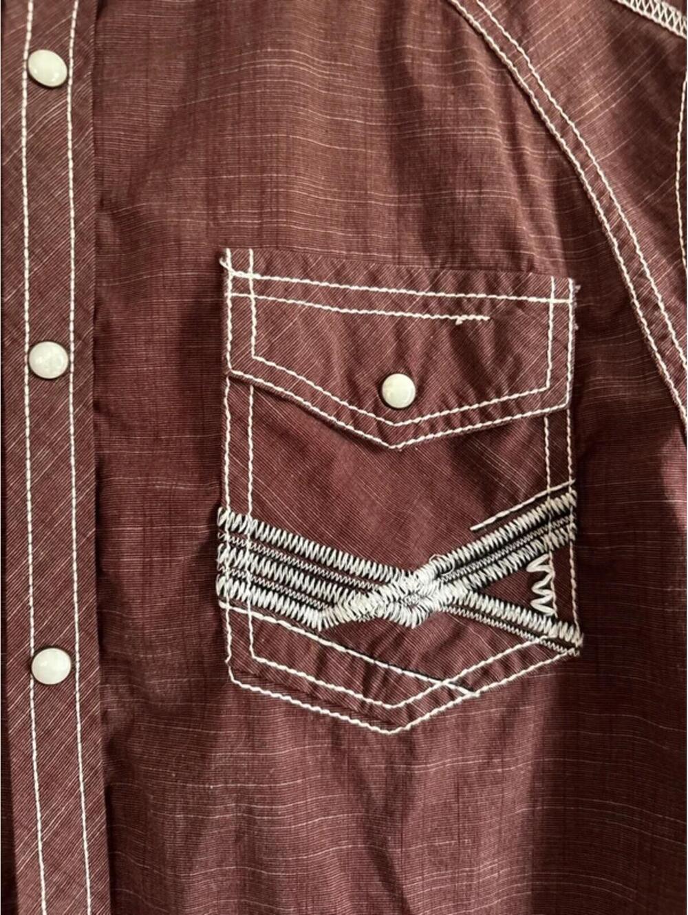 Buckle Black Western‎ Style Burgundy Button Down Shirt size M - Picture 2 of 7